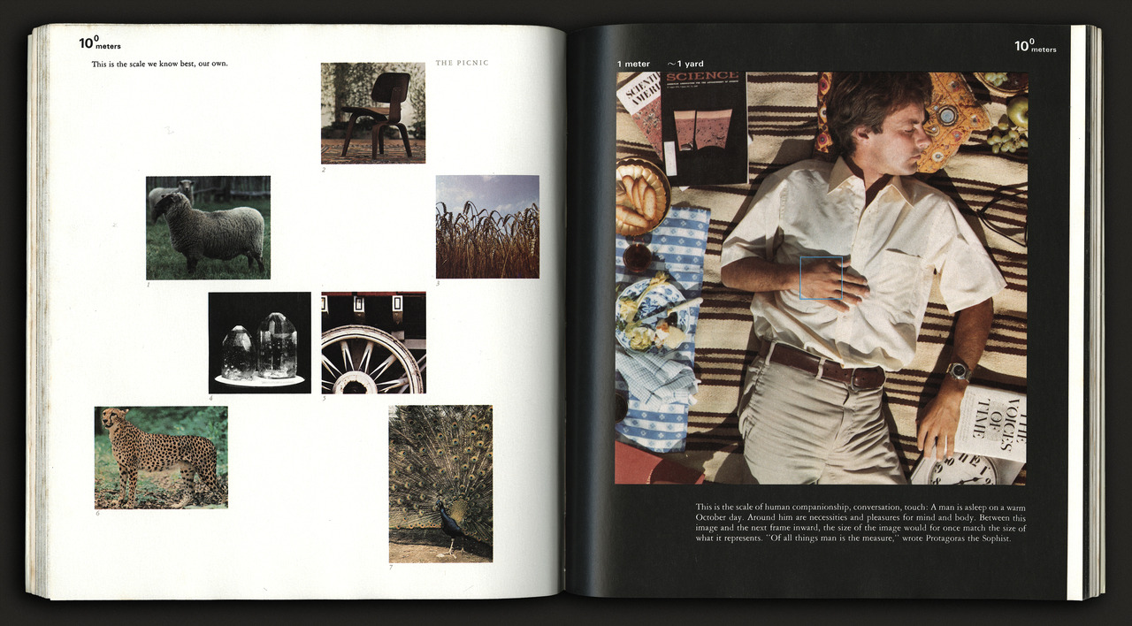 Source&mdash;Scanned from personal collection&mdash;Powers of Ten by Philip Morrison and Phylis Morrison and The Office of Charles and Ray Eames and designed by Malcolm Grear Designers (1982)